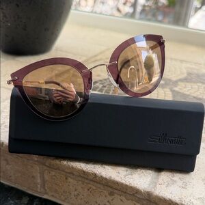 Silhouette Women's Plum Cat-Eye Sunglasses with Gold Bridge